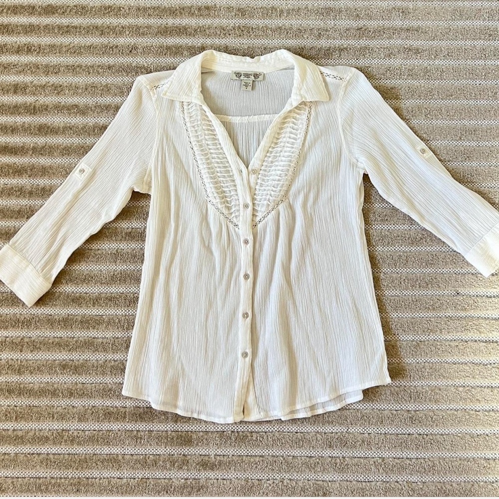 Vintage America Cream Button-Up Top